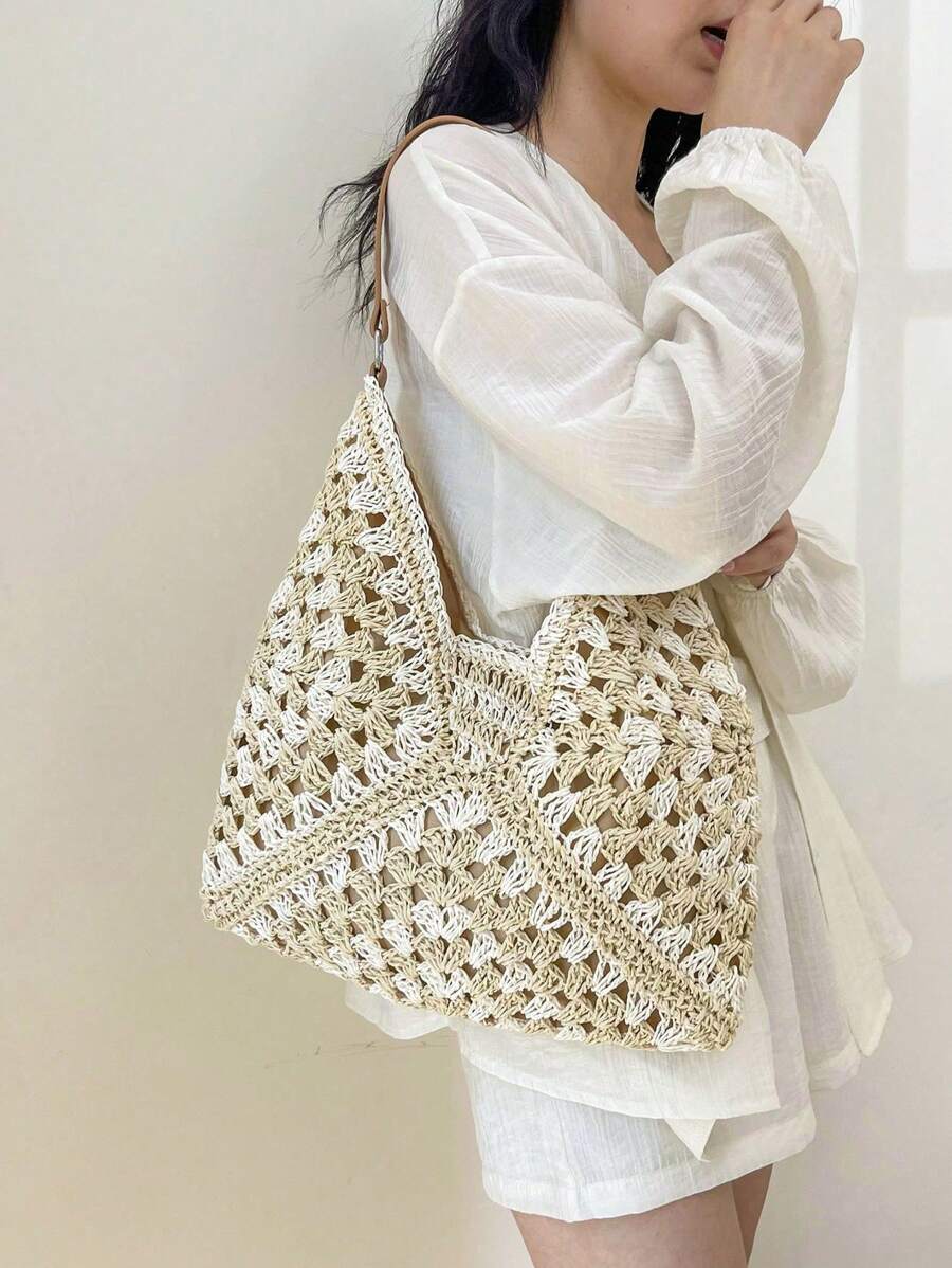 Dames Bohemian Zomer Rieten Tas | Groot, Gehaakt Design