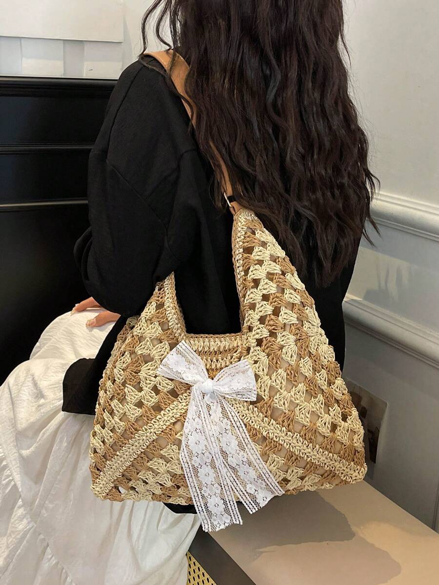 Dames Bohemian Zomer Rieten Tas | Groot, Gehaakt Design