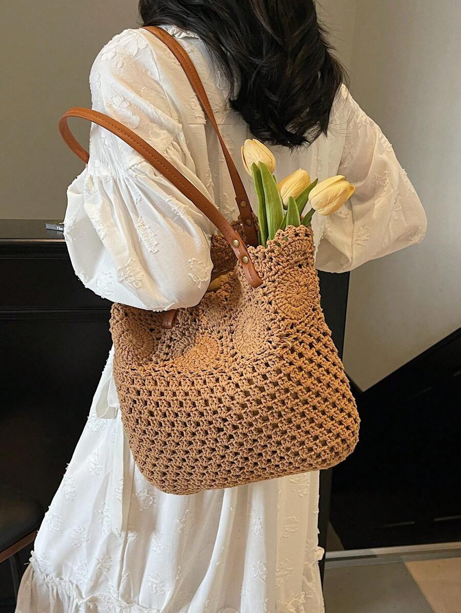 Dames Bohemian Zomer Rieten Tas | Groot, Gehaakt Design