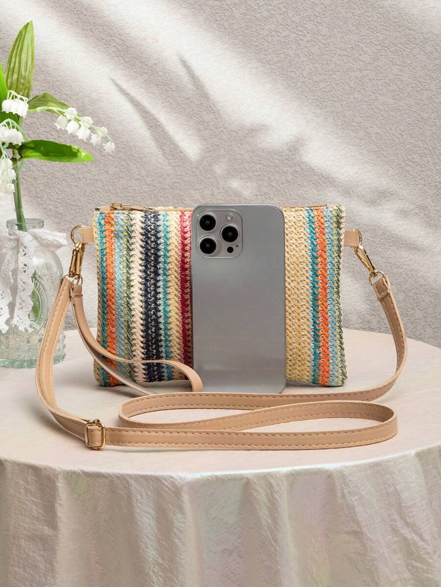 Dames Kleine Zomer Rieten Tas | Modern, Met Leren Schouderriem