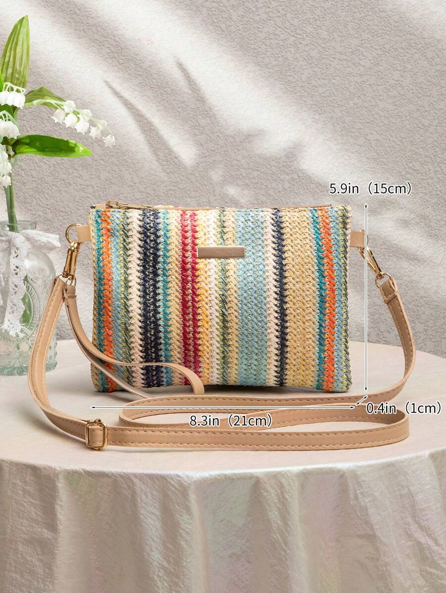 Dames Kleine Zomer Rieten Tas | Modern, Met Leren Schouderriem