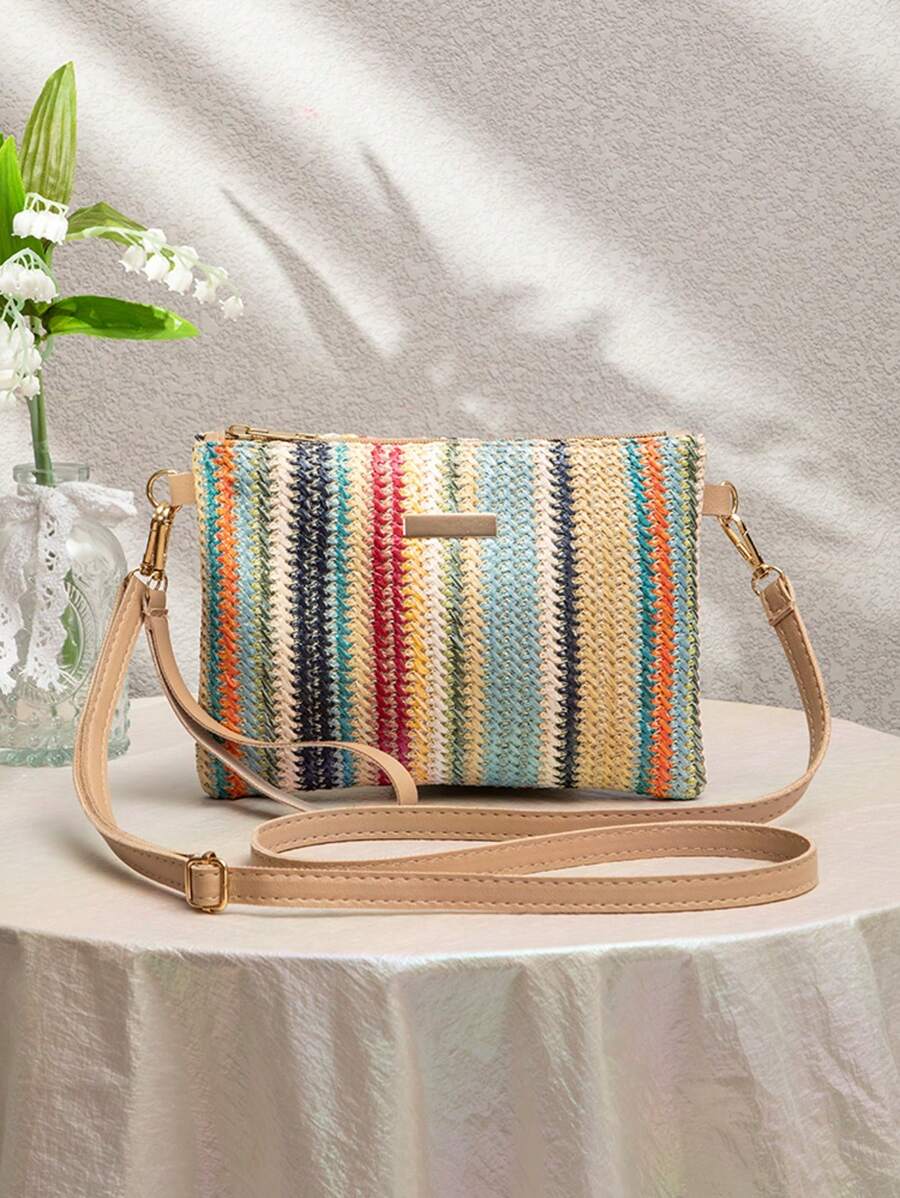 Dames Kleine Zomer Rieten Tas | Modern, Met Leren Schouderriem
