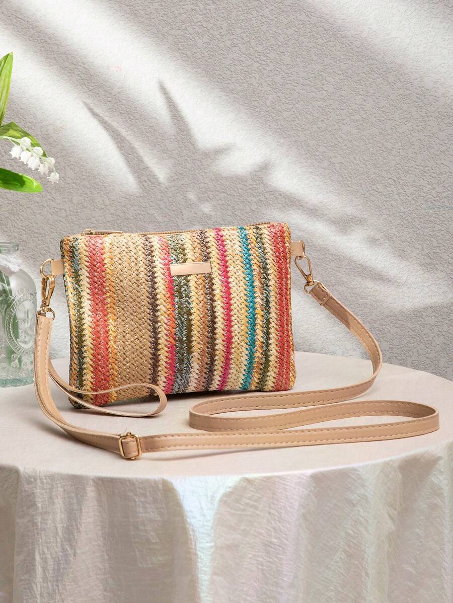 Dames Kleine Zomer Rieten Tas | Modern, Met Leren Schouderriem