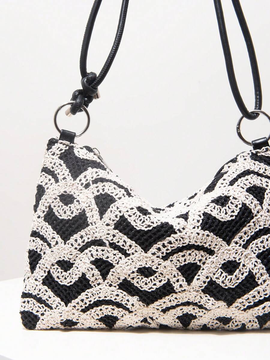 Dames Bohemian Zomer Rieten Tas | Klein, Met Gehaakt Design