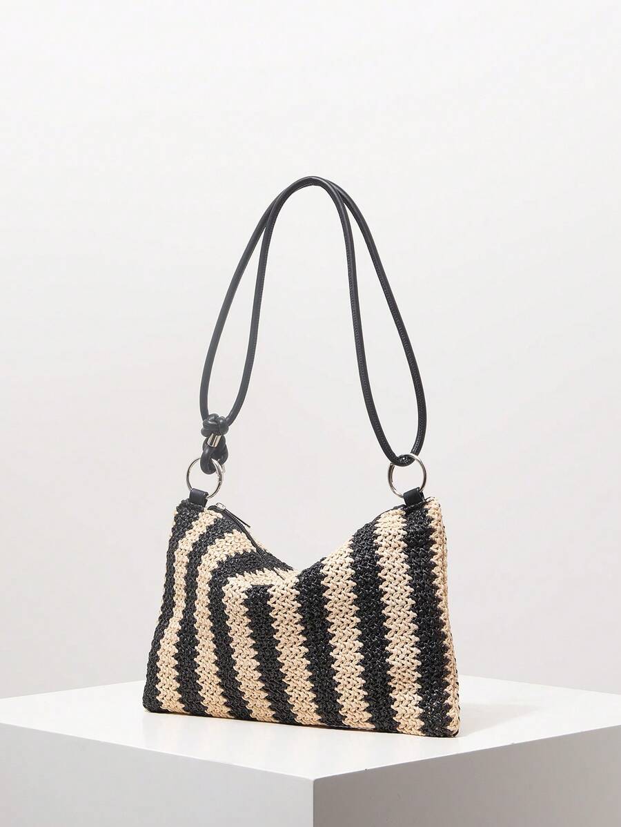 Dames Bohemian Zomer Rieten Tas | Klein, Met Gehaakt Design