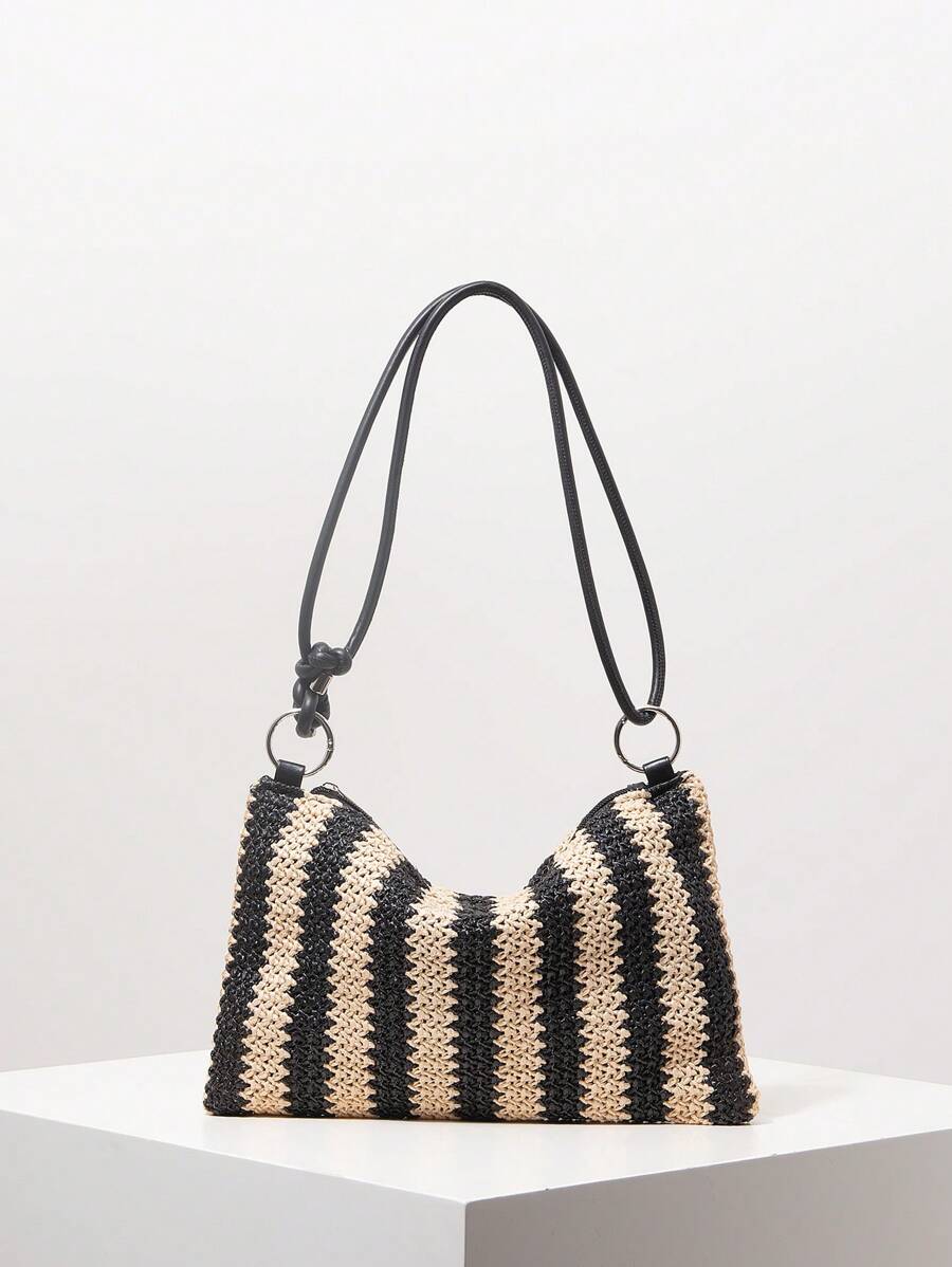 Dames Bohemian Zomer Rieten Tas | Klein, Met Gehaakt Design