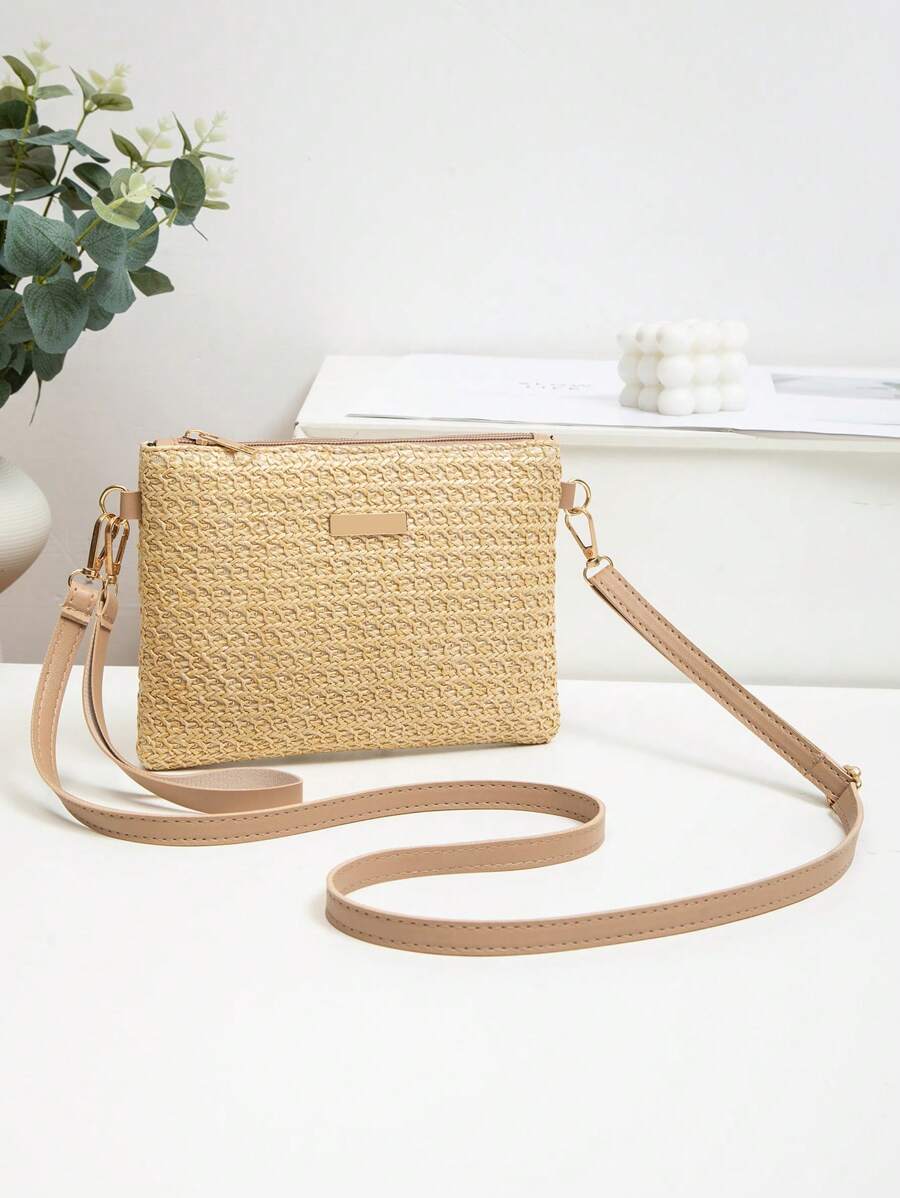 Dames Kleine Zomer Rieten Tas | Modern, Met Leren Schouderriem