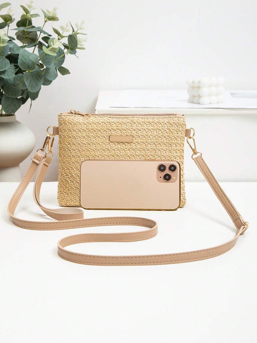 Dames Kleine Zomer Rieten Tas | Modern, Met Leren Schouderriem