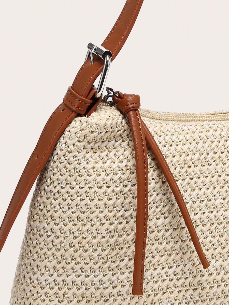Dames Glamoureuze Zomer Rieten Tas | Klein, Met Gouden Ketting