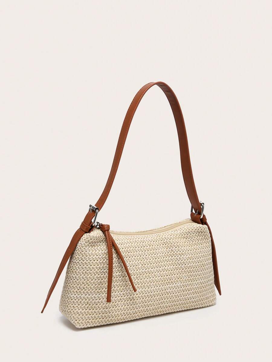 Dames Glamoureuze Zomer Rieten Tas | Klein, Met Gouden Ketting