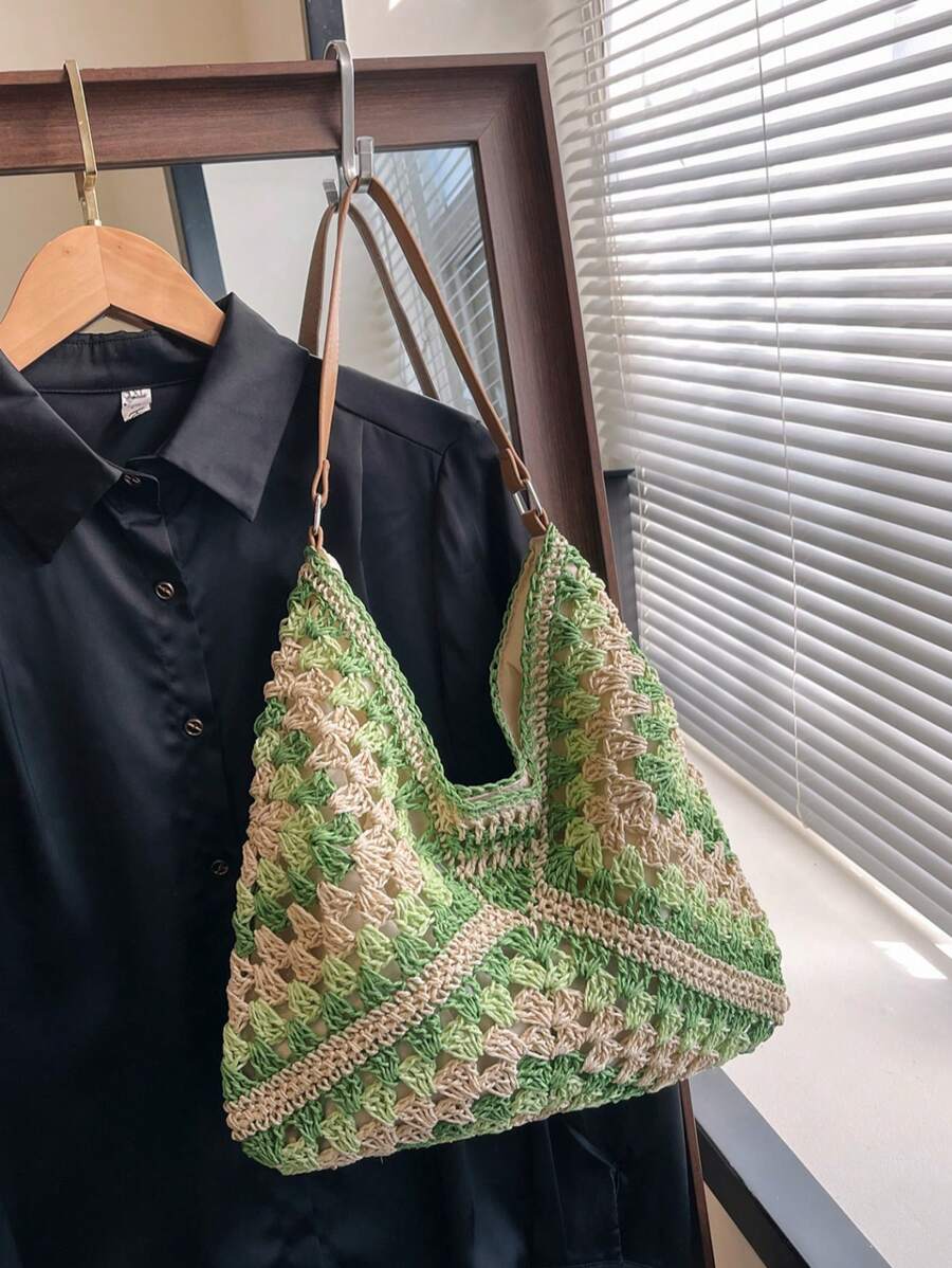 Dames Bohemian Zomer Rieten Tas | Groot, Gehaakt Design