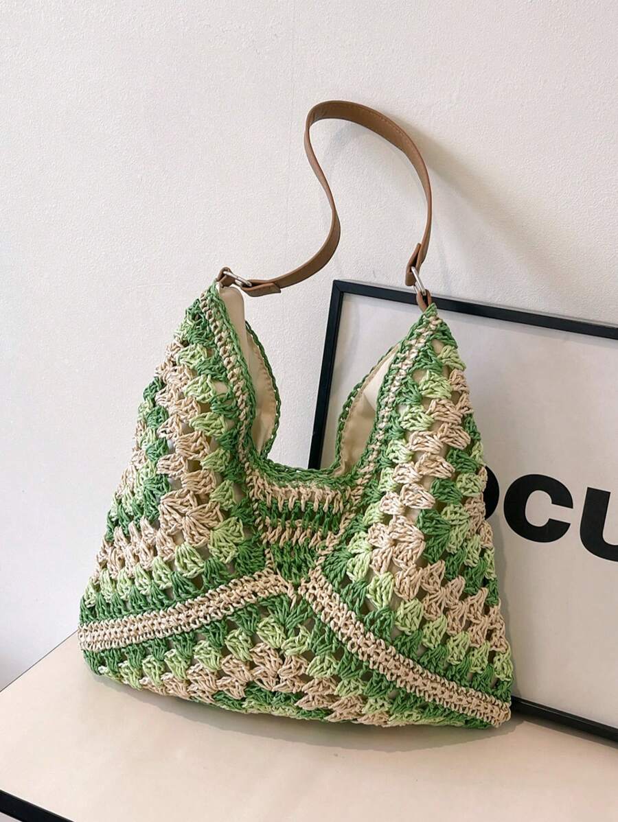 Dames Bohemian Zomer Rieten Tas | Groot, Gehaakt Design