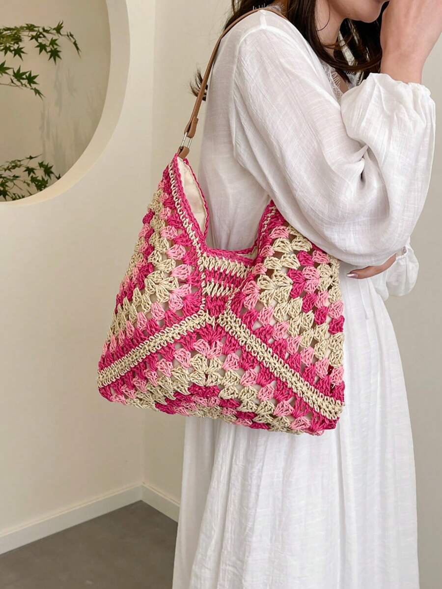 Dames Bohemian Zomer Rieten Tas | Groot, Gehaakt Design