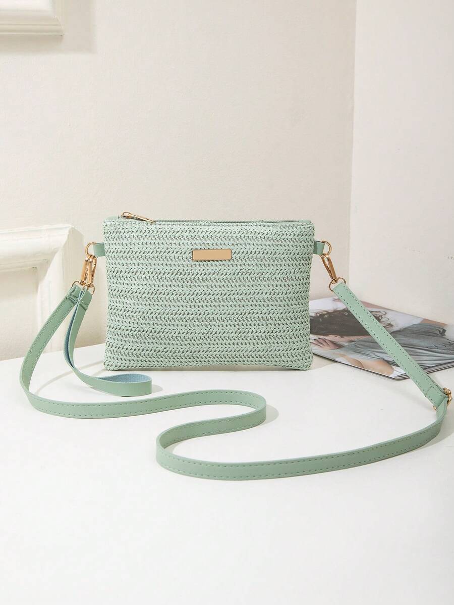 Dames Kleine Zomer Rieten Tas | Modern, Met Leren Schouderriem