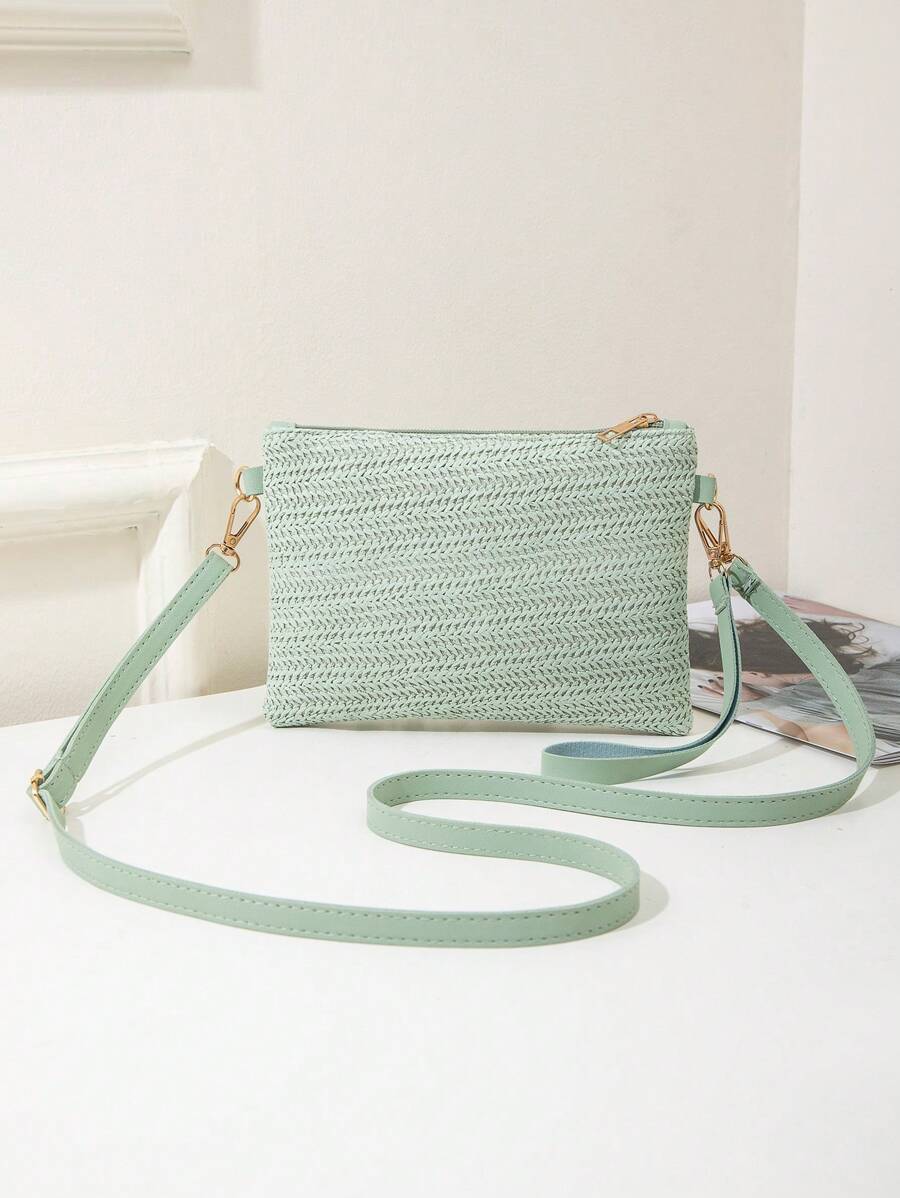 Dames Kleine Zomer Rieten Tas | Modern, Met Leren Schouderriem