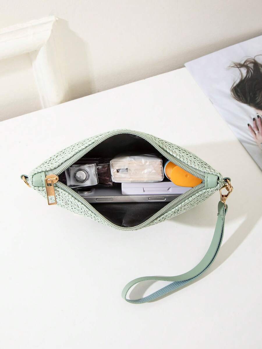 Dames Kleine Zomer Rieten Tas | Modern, Met Leren Schouderriem