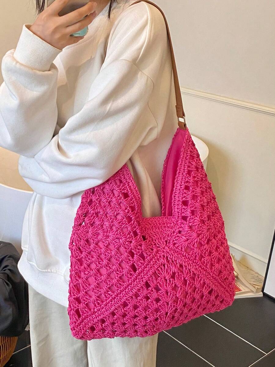 Dames Bohemian Zomer Rieten Tas | Groot, Gehaakt Design