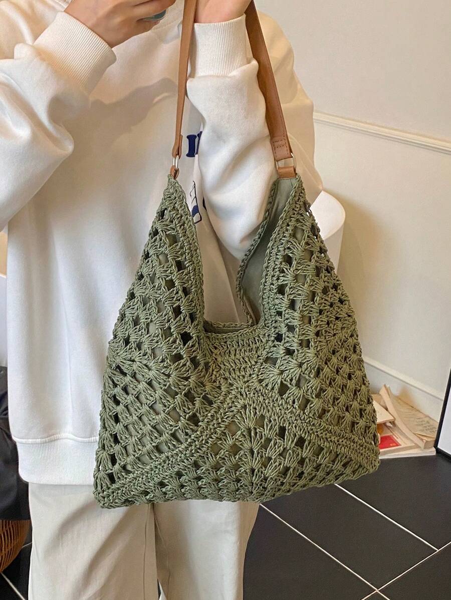 Dames Bohemian Zomer Rieten Tas | Groot, Gehaakt Design