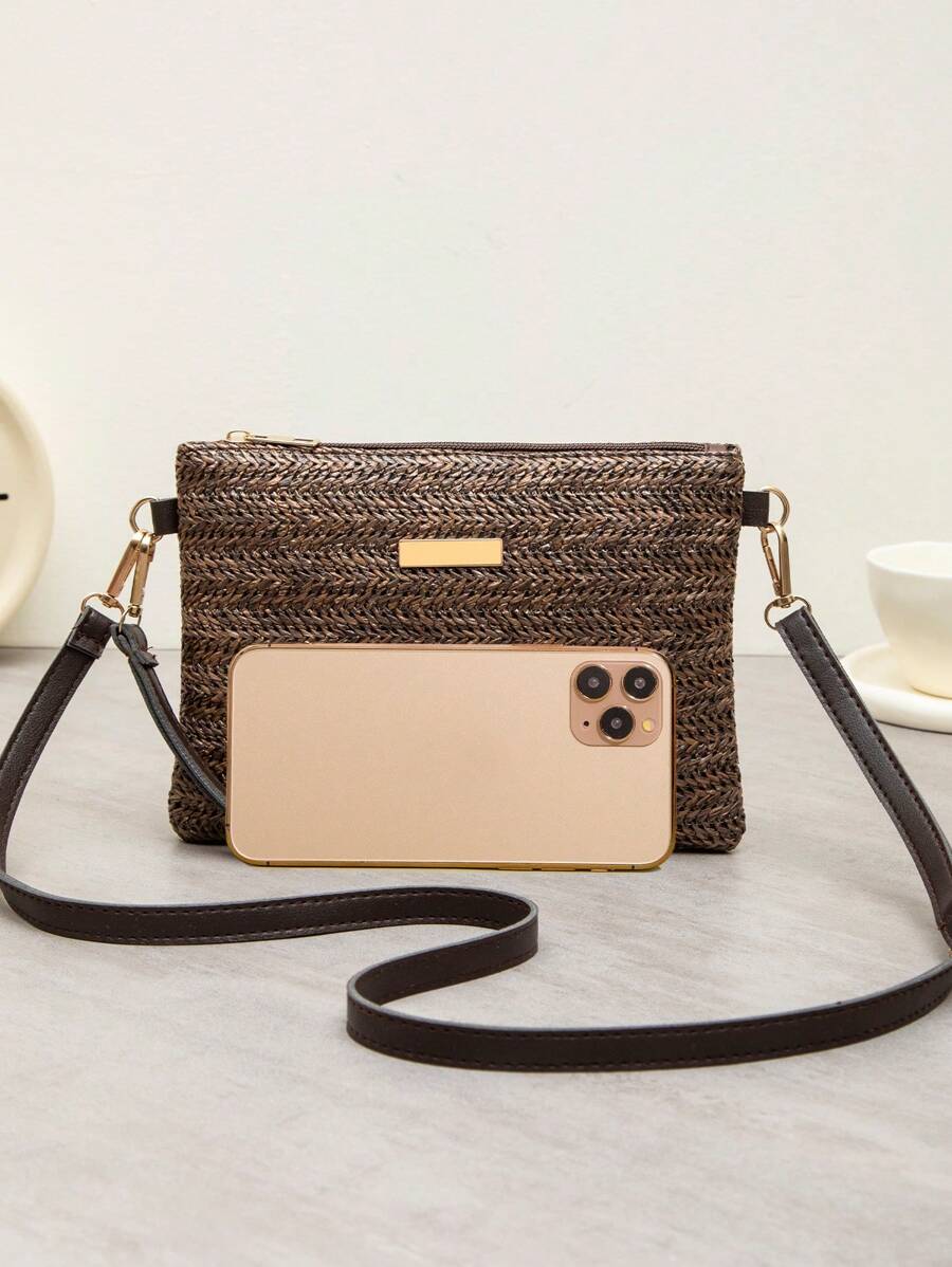 Dames Kleine Zomer Rieten Tas | Modern, Met Leren Schouderriem