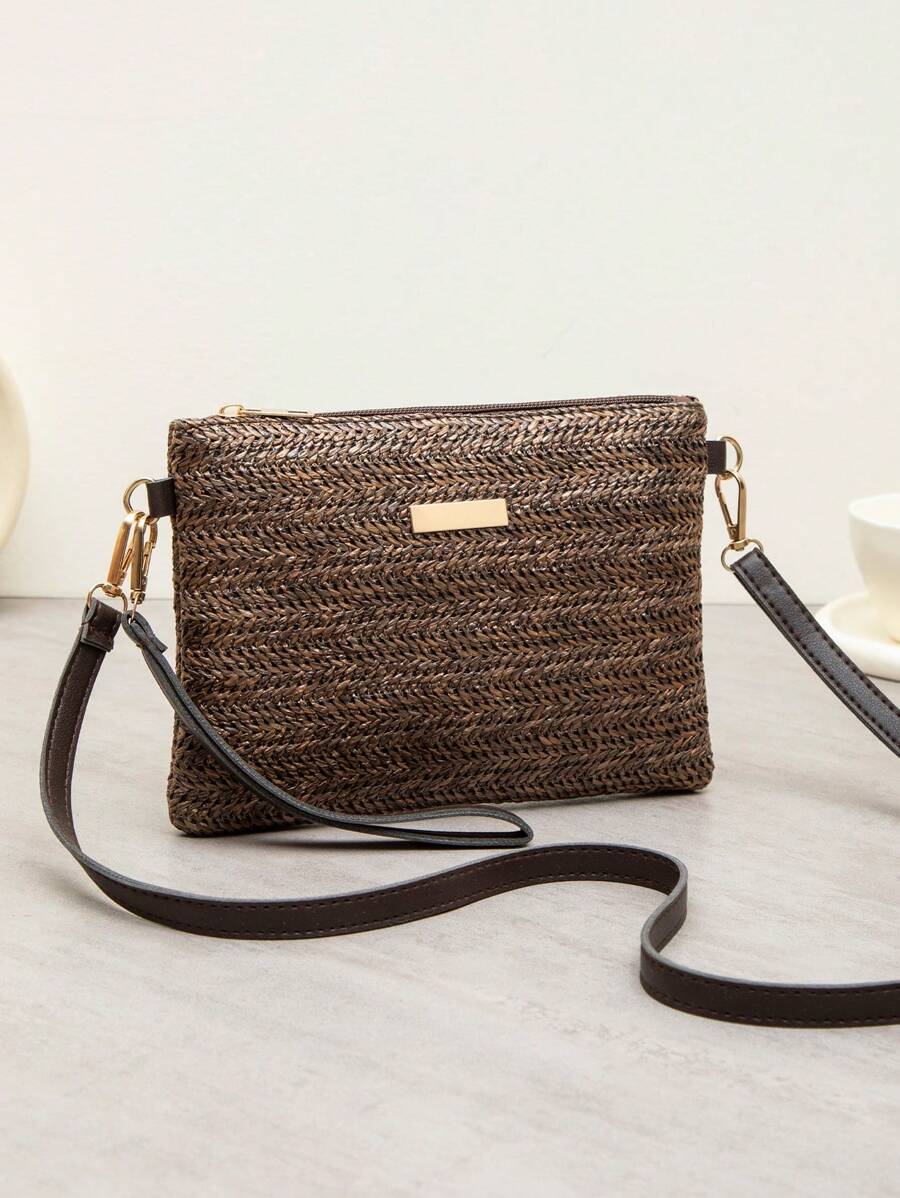 Dames Kleine Zomer Rieten Tas | Modern, Met Leren Schouderriem