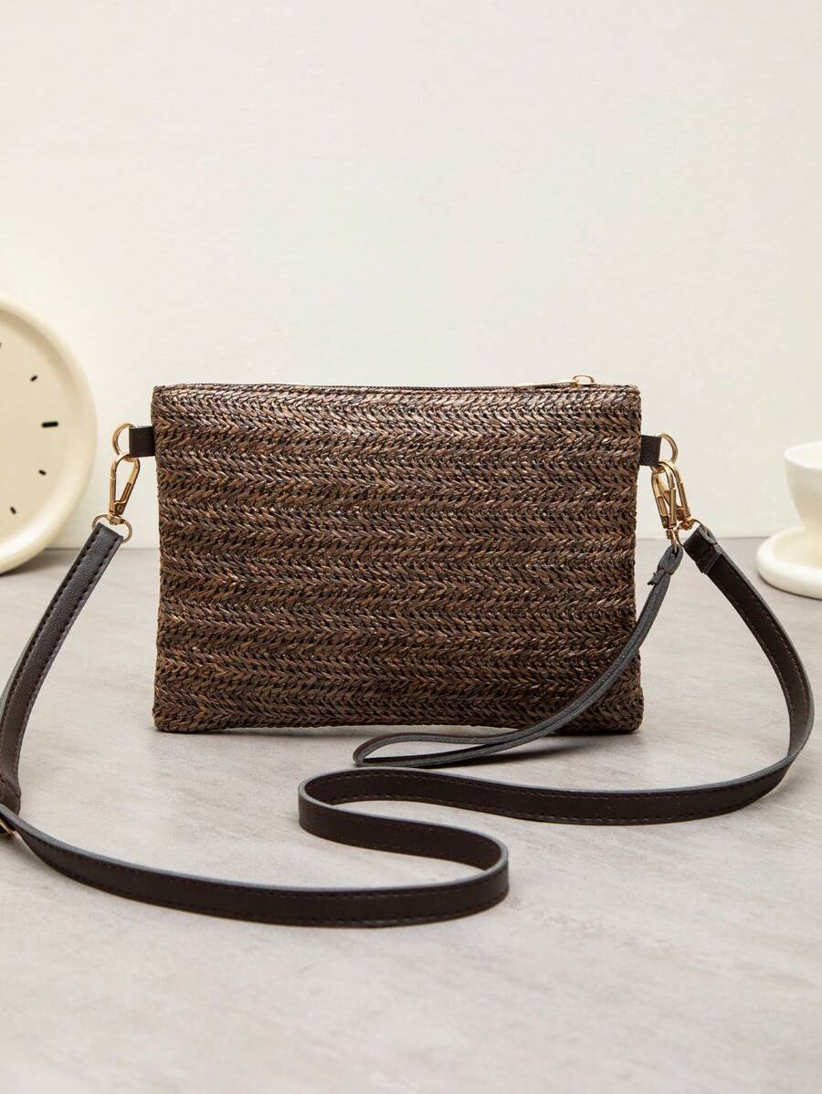 Dames Kleine Zomer Rieten Tas | Modern, Met Leren Schouderriem