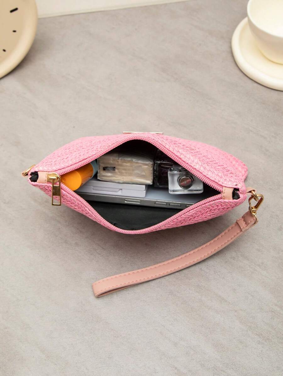 Dames Kleine Zomer Rieten Tas | Modern, Met Leren Schouderriem