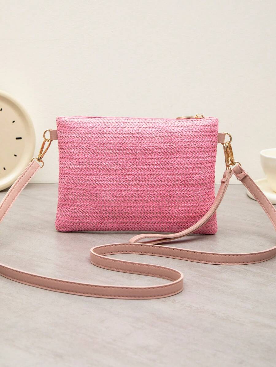 Dames Kleine Zomer Rieten Tas | Modern, Met Leren Schouderriem