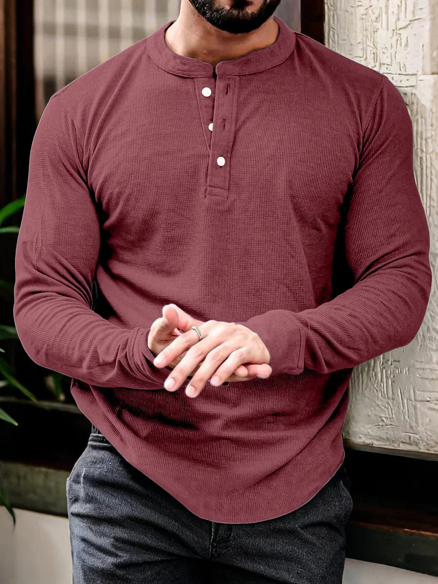 Heren Pullover T-shirt | Opstaande Kraag
