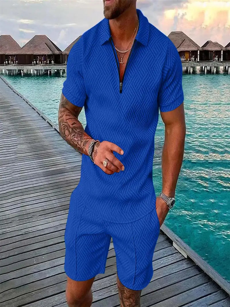 Heren Zomers Comfort Set | Halve Rits, Korte Mouwen