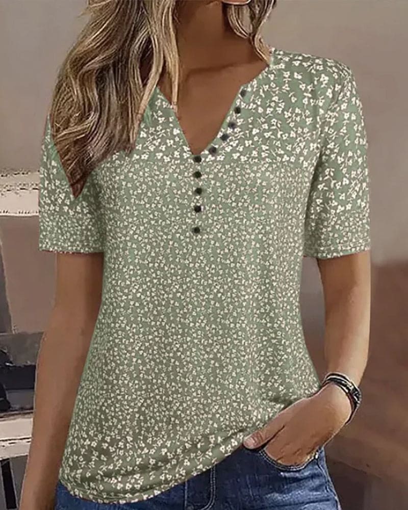 Dames Zomer T-shirt | Kurzarm, Bloemenprint