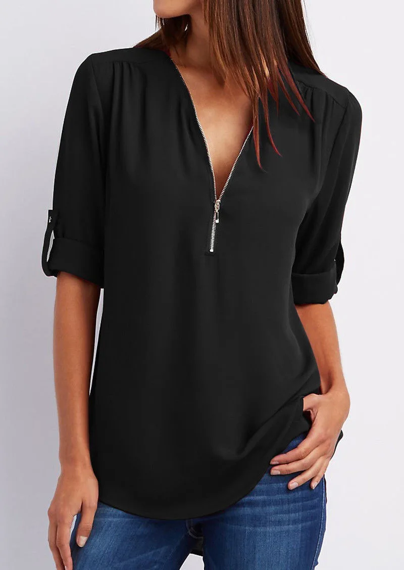 Dames Zomer Blouse | Luchtig, Ritsdetail