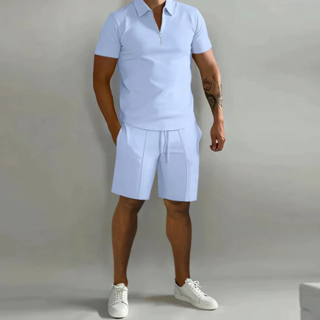 Heren Zomer Tweedelig Set | Kort, Halve Rits