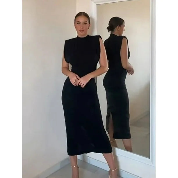 Dames Elegante avondjurk met schouderdetails | Midi