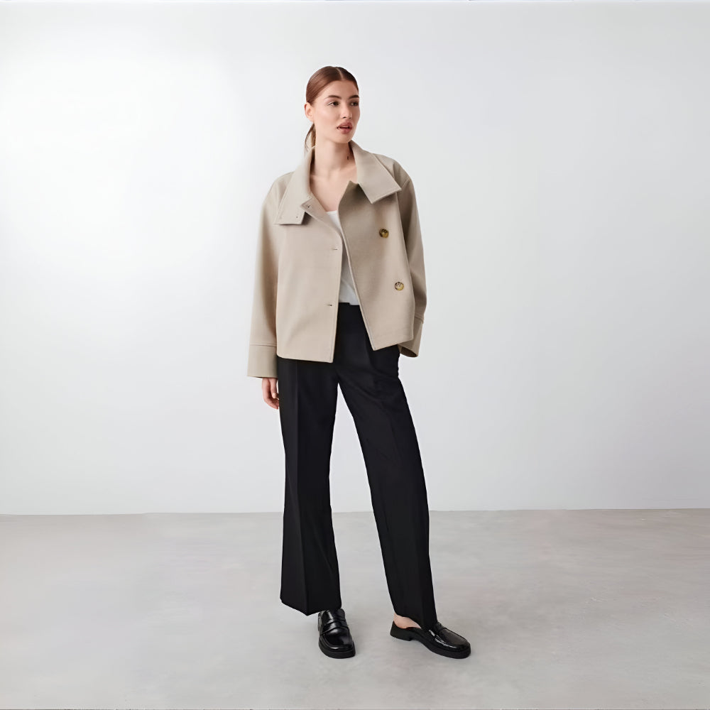 Dames Oversized Korte Blazer – Casual Winter Jasje