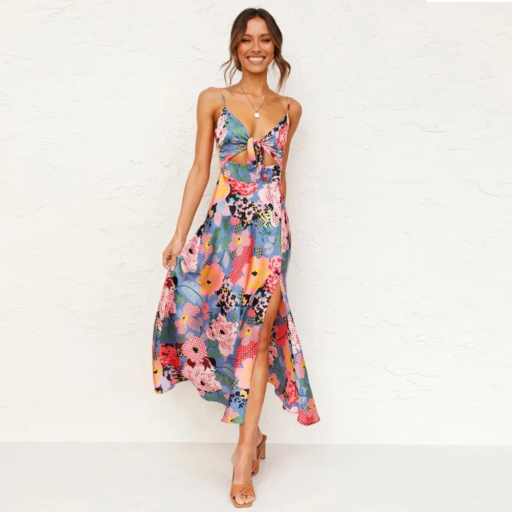 Dames Elegante Tropische Zomerjurk | Midi