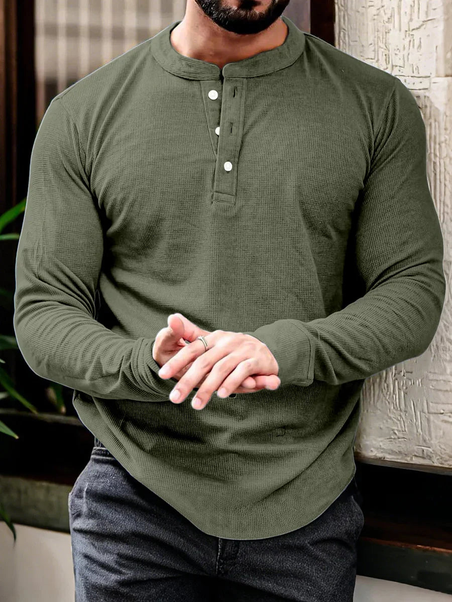 Heren Pullover T-shirt | Opstaande Kraag