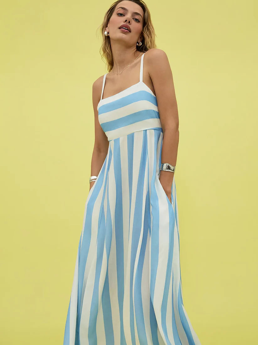 Abito estivo lungo da donna con righe verticali ariose | Maxi