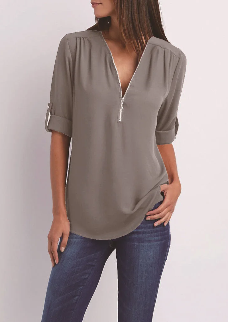 Dames Zomer Blouse | Luchtig, Ritsdetail