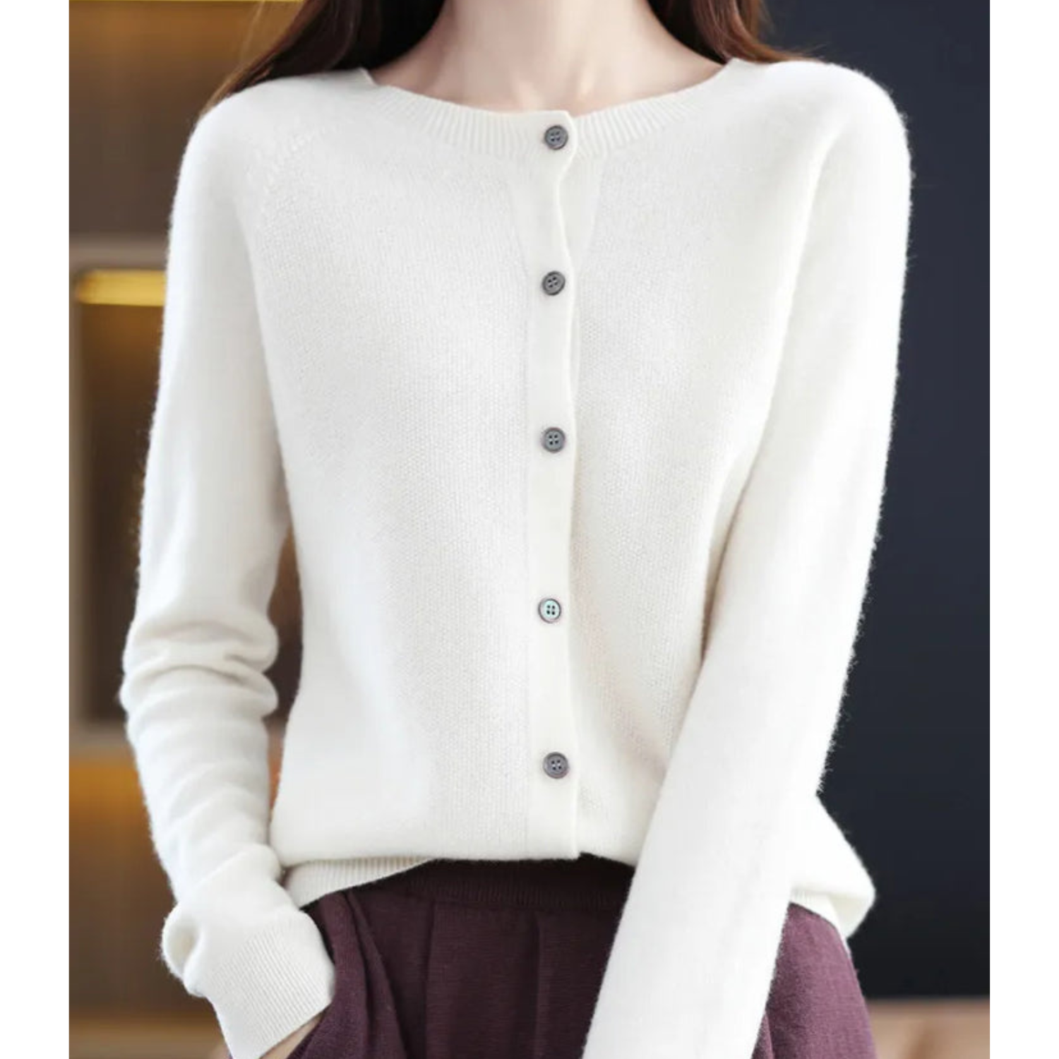 Dames Herfst Cardigan | Lang, Met Knopen