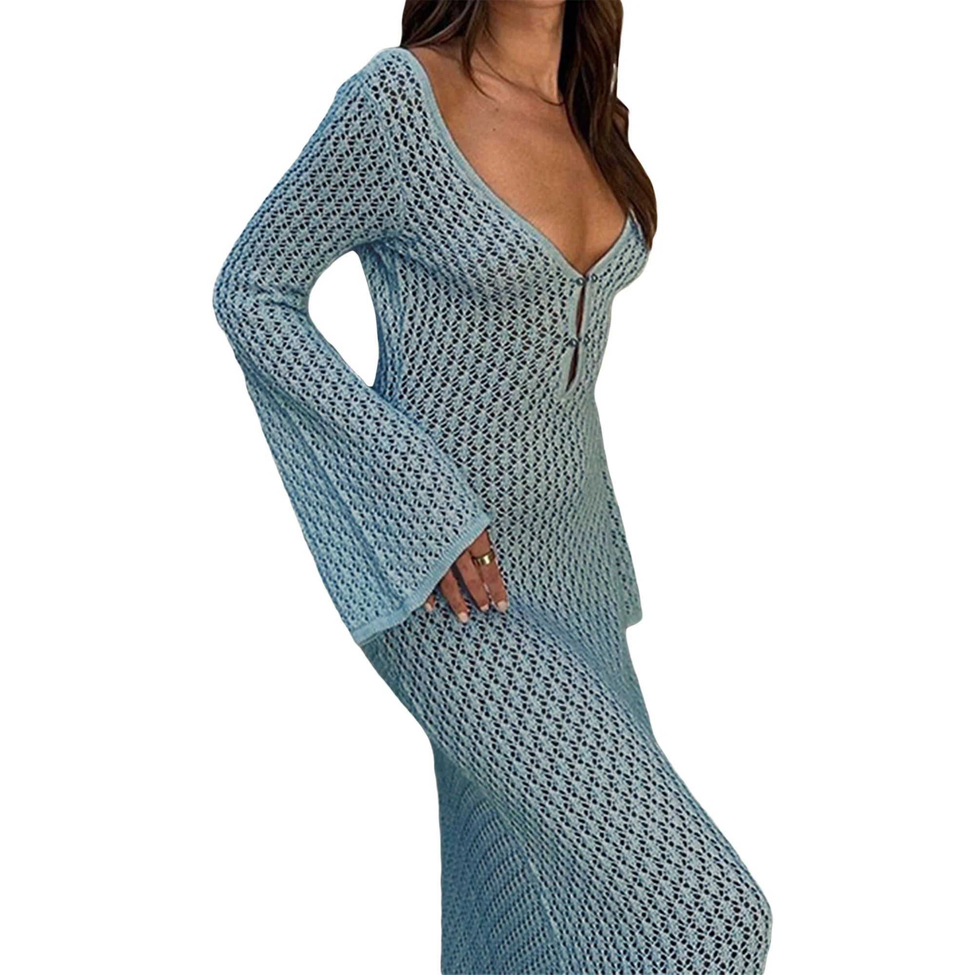 Abito estivo da donna in maglia con tessuto traforato | Maxi