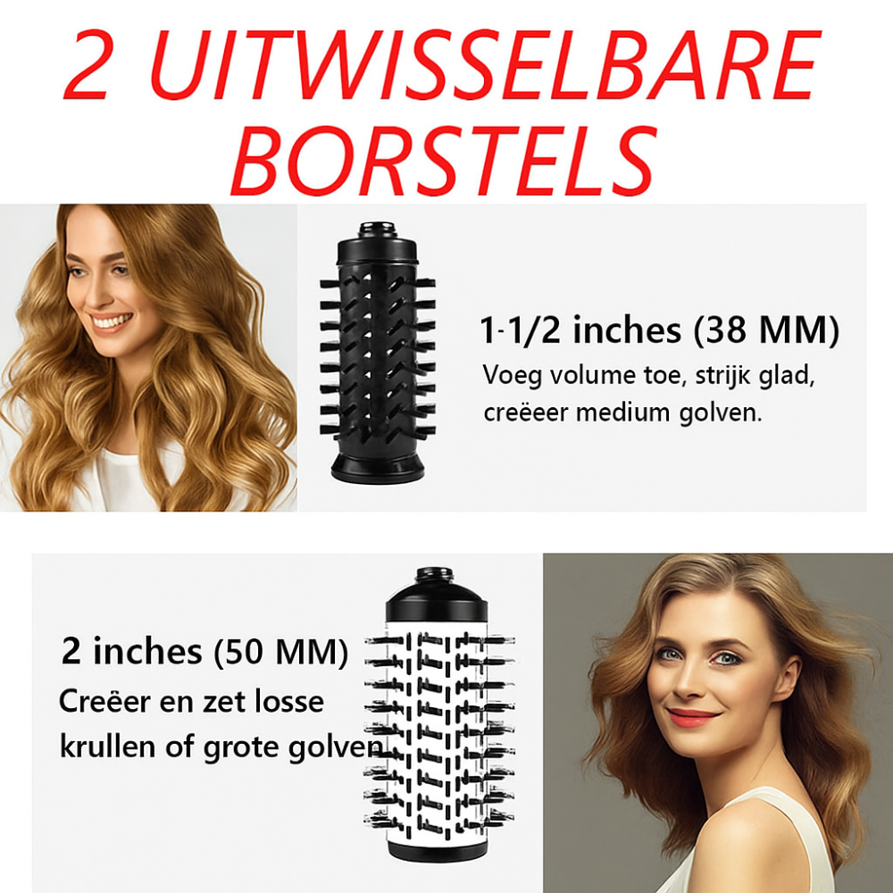 3-in-1 Roterende Föhnborstel Ionische Haardroger Styler