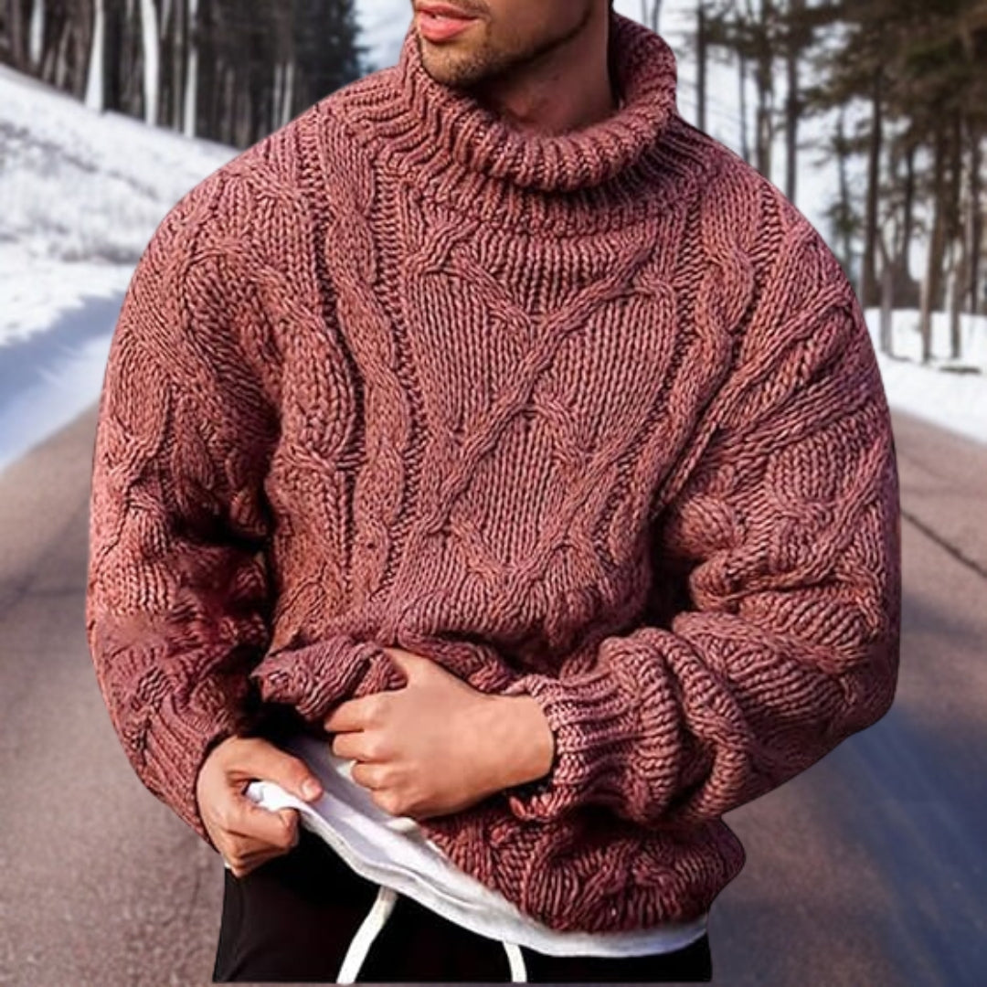 Heren Grofgebreide Pullover | Warme Rollkraagstijl