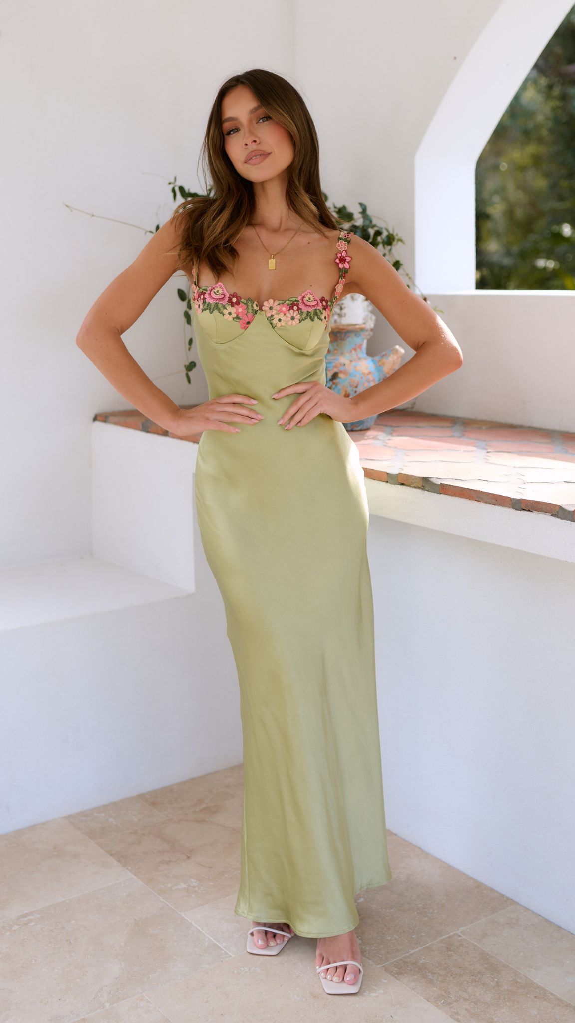 Dames Satijnen Bloemen Zomerjurk | Maxi