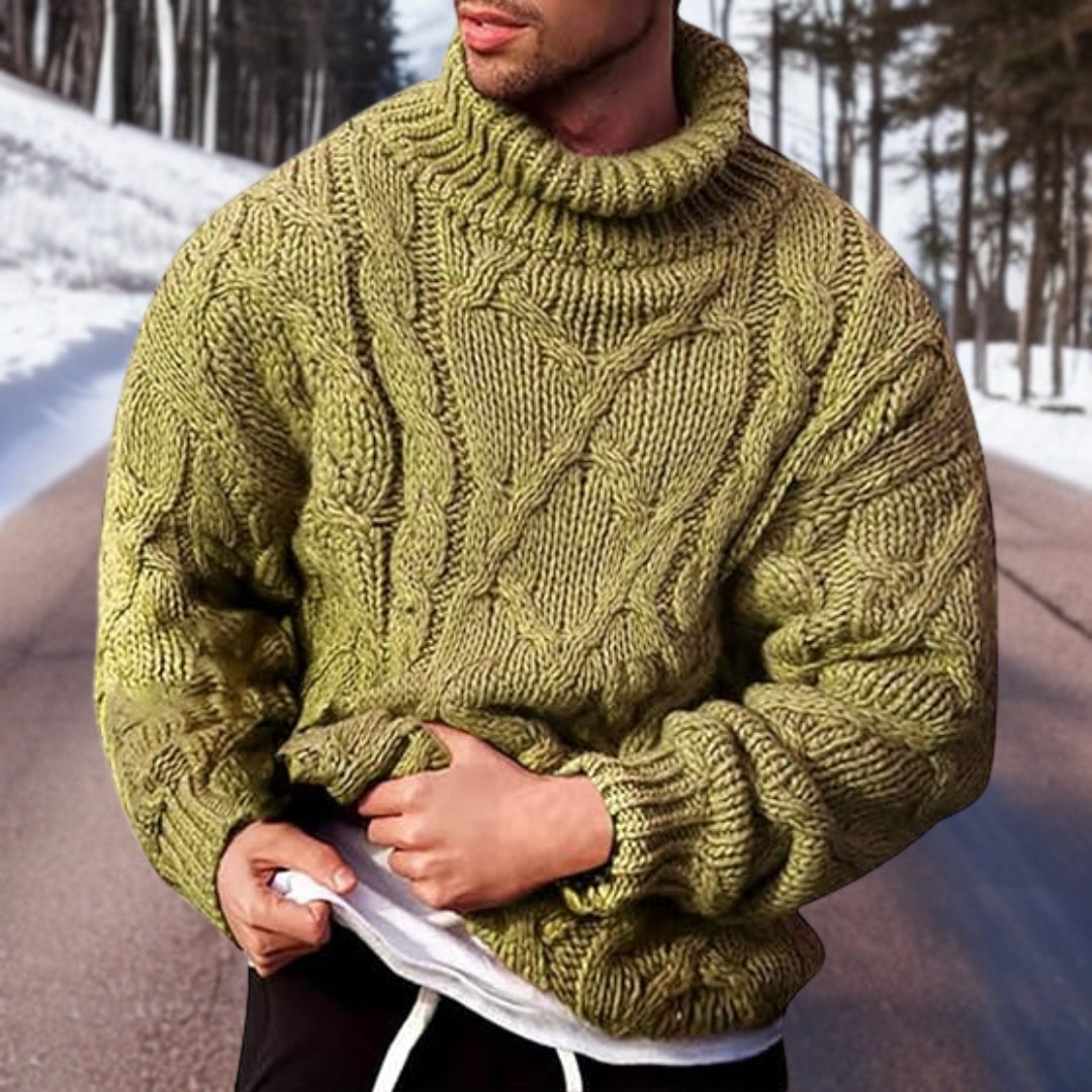 Heren Grofgebreide Pullover | Warme Rollkraagstijl