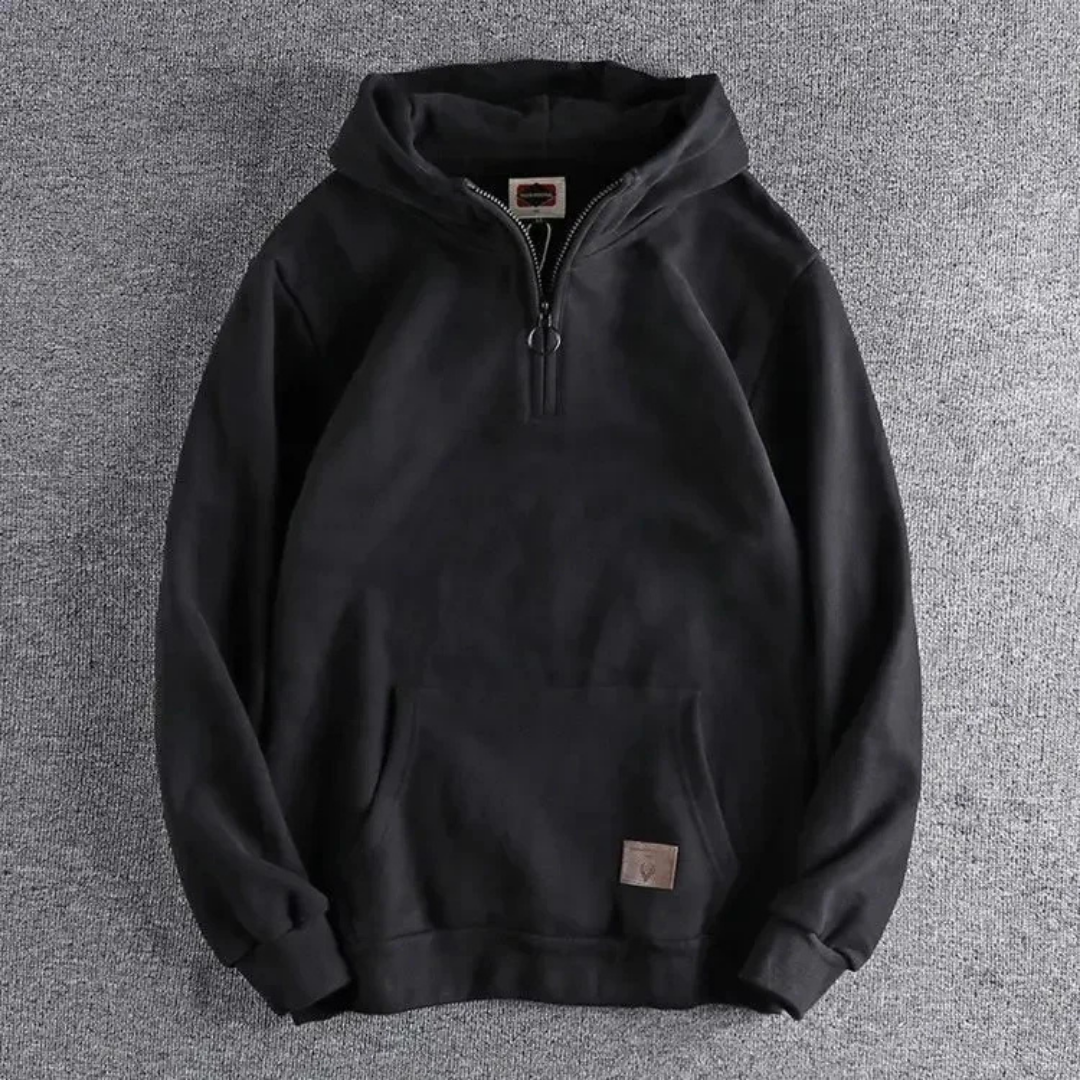 Heren Warme Sweatshirts | Kap met Korte Ritsstijl
