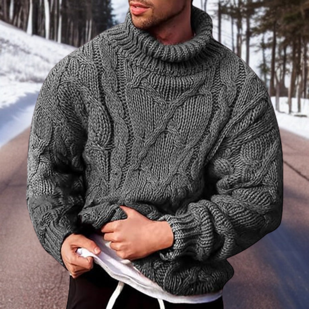 Heren Grofgebreide Pullover | Warme Rollkraagstijl