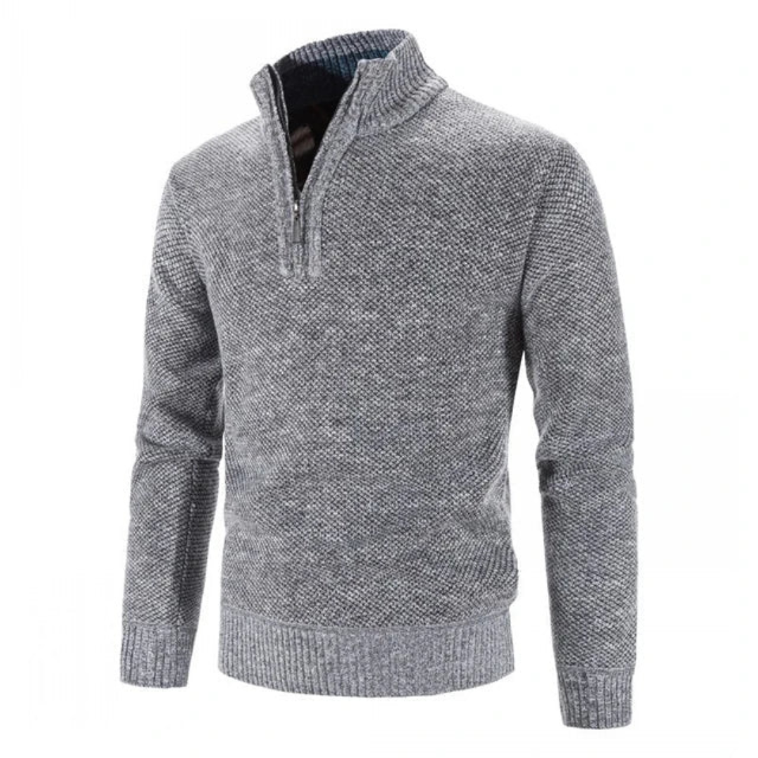 Heren Gebreide Pullover | Korte Rits en Warme Stijl