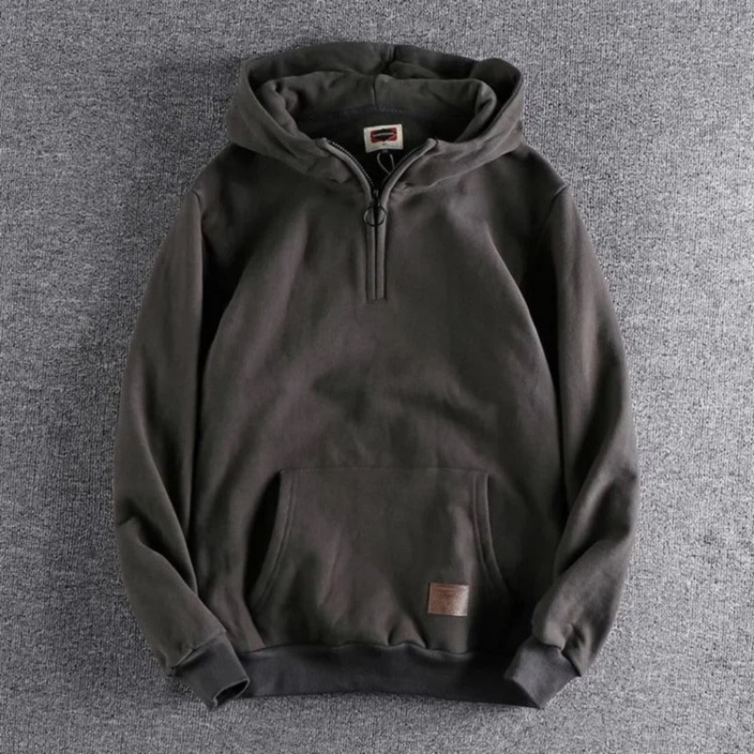 Heren Warme Sweatshirts | Kap met Korte Ritsstijl