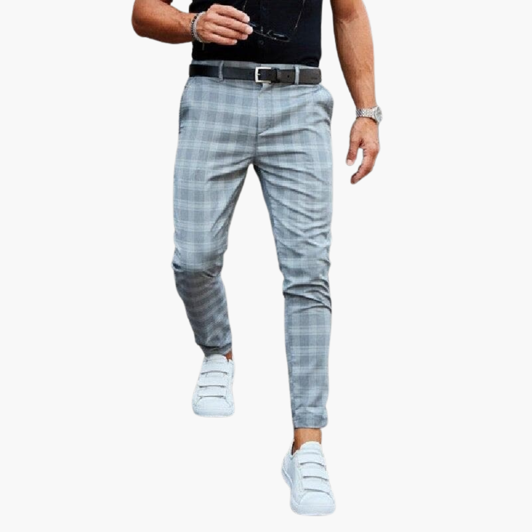 Heren karierte Chinohose | Slim Fit, Stretch & Zakelijke Look