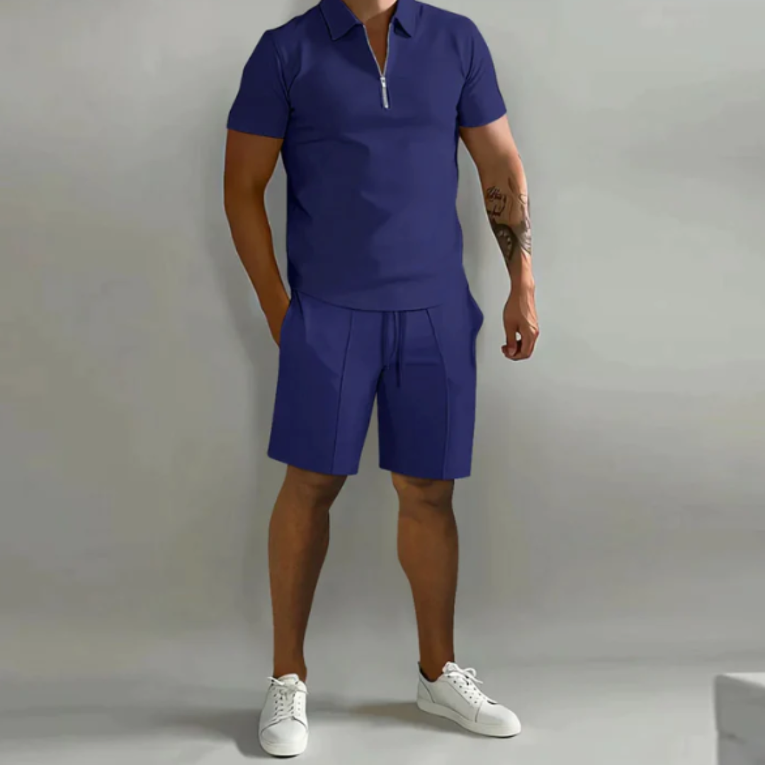 Heren Zomer Tweedelig Set | Kort, Halve Rits